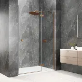 Polysan Globe nisdeur met vast paneel 80cm helder glas rechts koper mat