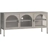 En.casa Dressoir Klippestad vitrinekast 118x35x55 cm camel []