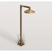 MORETTI Sokkellamp buiten Aura Disk, brons / oud-messing, Messing, Landelijk, Sokkellamp