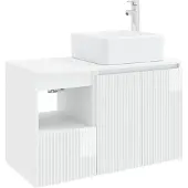vidaXL Badkamerkast set, 2 stuks, hoogglanzend wit, houtvezel