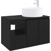 vidaXL Badkameraccessoireset, 2 stuks, zwart, houtvezel