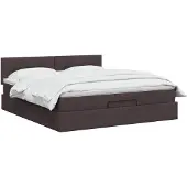 vidaXL Ottoman bed met matras Donkerbruin 140 x 190 cm Stof