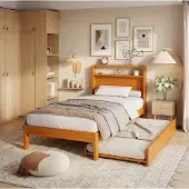 MODFU Bedframe Met Bedlade - Hout - Naturel - Eenpersoons - Kinderkamer