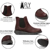 Fly london Dames Bourgogne Chelsea Suède Leren Enkellaarzen - SALV195