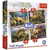 Trefl puzzel - 4-in-1 dinosaurus legpuzzel voor kinderen.