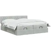 vidaXL Ottomanbed met matras en LED-verlichting, lichtgrijs, 180 x 200 cm, fluweel