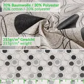 ANRO Tafelkleed Grijze cirkels Grijs 130x90cm Rechte rand Afwasbaar Waterafstotend Binnen & Buiten