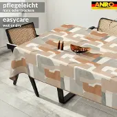 ANRO Tafelkleed Bloemenpatroon Beige 280x140cm Met sierband Afwasbaar Waterafstotend Binnen & Buiten