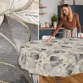ANRO Tafelkleed Palladium Grijs Ovaal 260x140cm Met sierband Afwasbaar Waterafstotend