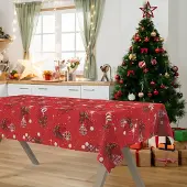 ANRO Tafelkleed Kerst maretak Rood 300x140cm Rechte rand Afwasbaar Waterafstotend Binnen & Buiten