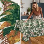 ANRO Tafelkleed Jungle bladeren Meerkleurig 200x140cm Met sierband Afwasbaar Waterafstotend