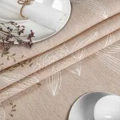ANRO Tafelkleed Japanse stijl Beige Ovaal 240x140cm Met sierband Afwasbaar Waterafstotend