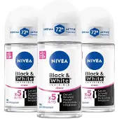 Nivea 3x Deodorant Roller Black & White Invisible 50 ml