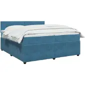 vidaXL Boxspringbed met matras en hoofdbord, blauw, 200 x 200 cm, fluweel