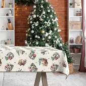 ANRO Tafelkleed Kerstman Groen 240x140cm Met sierband Afwasbaar Waterafstotend Binnen & Buiten