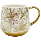Odelo Luxe Porseleinen Mok met Gouden Bloemen - 460ml - Cadeau-idee