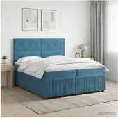 vidaXL Boxspringbed met matras Blauw 200 x 200 cm Fluweel