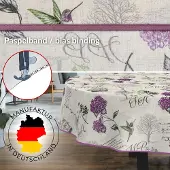 ANRO Tafelkleed Hortensia's Paars Ovaal 220x140cm Met sierband Afwasbaar Waterafstotend