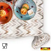 ANRO Tafelkleed Zigzag Bruin 140x120cm Rechte rand Afwasbaar Waterafstotend Binnen & Buiten