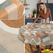 ANRO Tafelkleed Bloemenpatroon Beige Rond Ø100cm Rechte rand Afwasbaar Waterafstotend