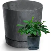 Prosperplast Beton Look Pot 35cm met Schotel - Grijs - Duurzaam Kunststof
