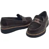 Pitillos 11553 marron mocassin met antifaz in leder en daim