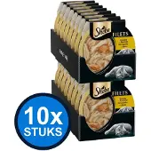Sheba 10x - Filets Gevogelte & Zalm in Saus - Kattenvoer Natvoer - 60 g