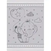 Detexpol Zachte Katoenen Kinderdeken 80x110cm - Grijs met Olifantje