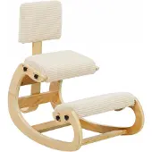 HOMCOM Kneeling Chair-Cord, Birken-Sperrholz-54 x 98 x 86 cm-Cremeweiß