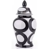 Artpol Keramische Amfora met Deksel - Modern Zwart-Wit Design (47cm)