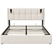 Happiq Opbergbed 140 X 200 Cm Beige - met Lattenbodem