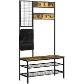 HOMCOM - Kapstok - met Haken - Memobord - Opbergtas en Schoenenrek - 837-219