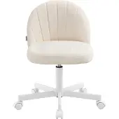 Songmics Make-upstoel - Bureaustoel - Oppervlak van PU-leer - Wit