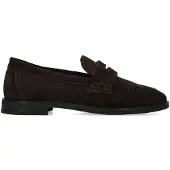 Manfield Donkerbruine suède loafers | Maat 39