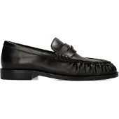 Manfield Zwarte leren loafers | Maat 42