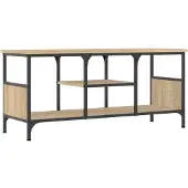 vidaXL Tv-meubel 100x33x45 cm bewerkt hout en ijzer sonoma eikenkleur