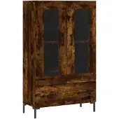 vidaXL Hoge kast 69,5x31x115 cm bewerkt hout gerookt eikenkleurig