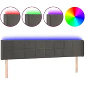 vidaXL Hoofdbord LED 163x16x78/88 cm fluweel donkergrijs