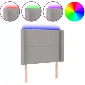 vidaXL Hoofdbord LED 93x16x118/128 cm stof lichtgrijs