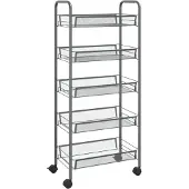 vidaXL Keukenwagen, 5 etages, grijs, 46x26x105 cm, ijzer
