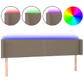 vidaXL Hoofdbord LED 203x16x78/88 cm stof taupe