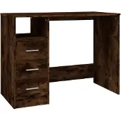vidaXL Bureau met lades 102x50x76 cm bewerkt hout gerookt eikenkleurig