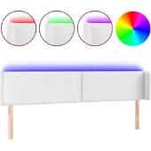 vidaXL Hoofdbord LED 203x16x78/88 cm kunstleer wit