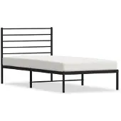 vidaXL Bedframe met hoofdbord metaal zwart 100x200 cm