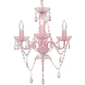 vidaXL Kroonluchter met kralen rond 3xE14 roze