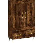 vidaXL Hoge kast 69,5x31x115 cm bewerkt hout gerookt eikenkleurig