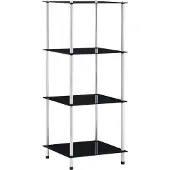 vidaXL Kastje 4-laags 40x40x100 cm gehard glas zwart