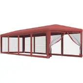 vidaXL partytent met 10 gaaswanden, rood, 3x12 meter, HDPE