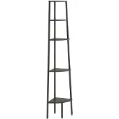 vidaXL Hoekkastje met 5 schappen 45,5x31,5x180 cm zwart