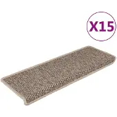 vidaXL Trapmatten zelfklevend 15 st sisal-look 65x21x4 cm donkerbeige